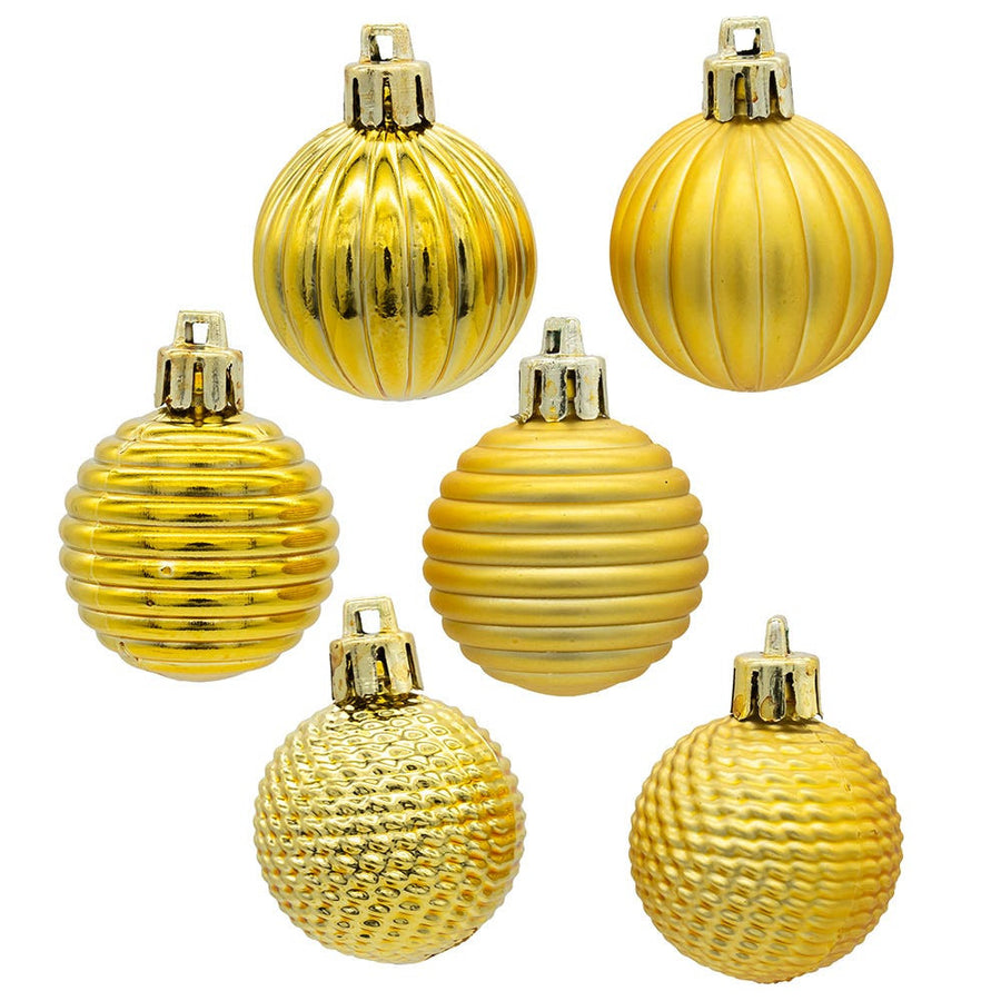 40MM Gold, Silver & Red Textured Ball Ornaments, 24-Piece Box