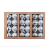 60MM Shatterproof Red, Silver & Gold Texturized Ball Ornaments, 24-Piece Box