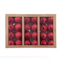 60MM Shatterproof Red, Silver & Gold Texturized Ball Ornaments, 24-Piece Box