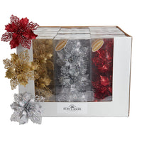 Gold, Red and Silver Poinsettia Clips