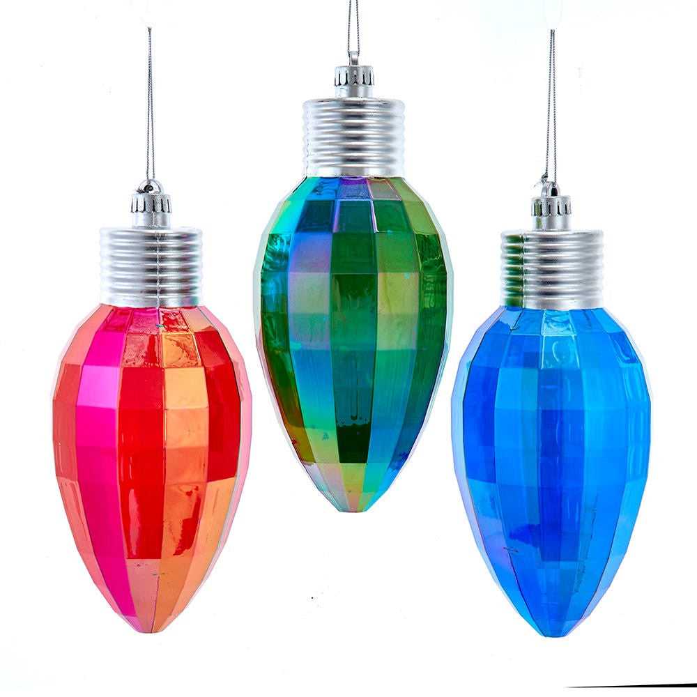 Shatterproof Iridescent Red, Blue, Green Bulb Ornaments