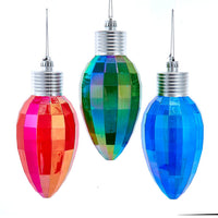 Shatterproof Iridescent Red, Blue, Green Bulb Ornaments