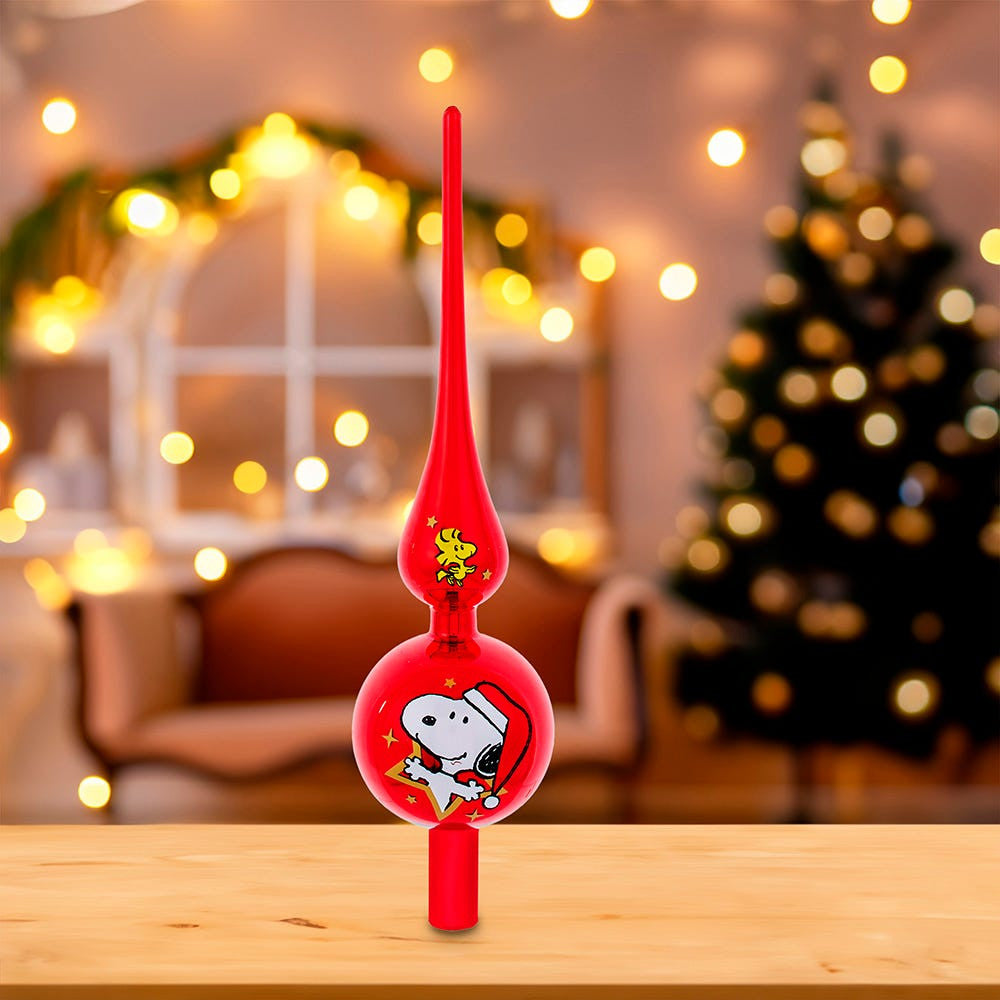 12" Un-Lit Peanuts© Glass Snoopy Finial Treetop