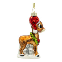 Rudolph The Red Nose Reindeer® With Wreath Glass Ornament