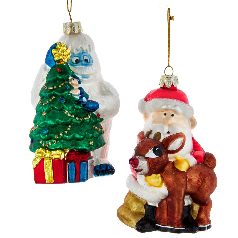 Rudolph The Red Nose Reindeer® Glass Santa and Bumble Ornaments