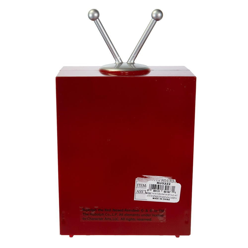 8.5" Rudolph The Red Nose Reindeer® and Santa Battery Operated LED Musical TV and Swirl Water Lantern