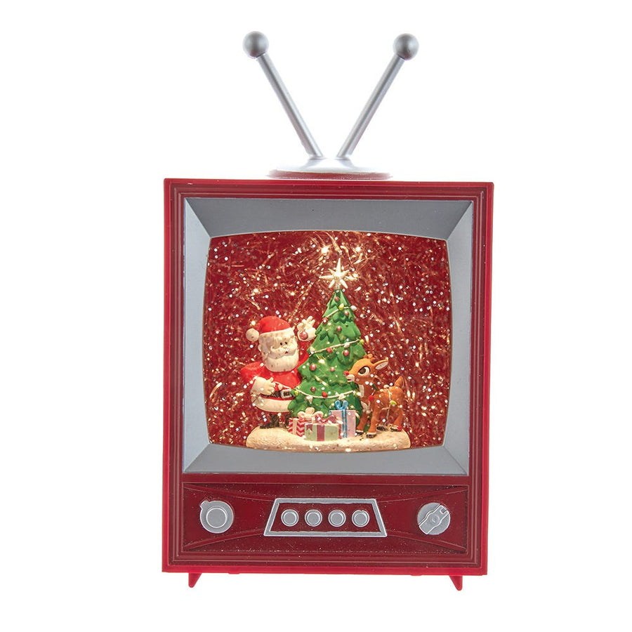 8.5" Rudolph The Red Nose Reindeer® and Santa Battery Operated LED Musical TV and Swirl Water Lantern