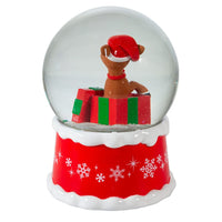 100MM Musical Rudolph The Red Nose Reindeer® In Present Water Globe
