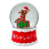 100MM Musical Rudolph The Red Nose Reindeer® In Present Water Globe