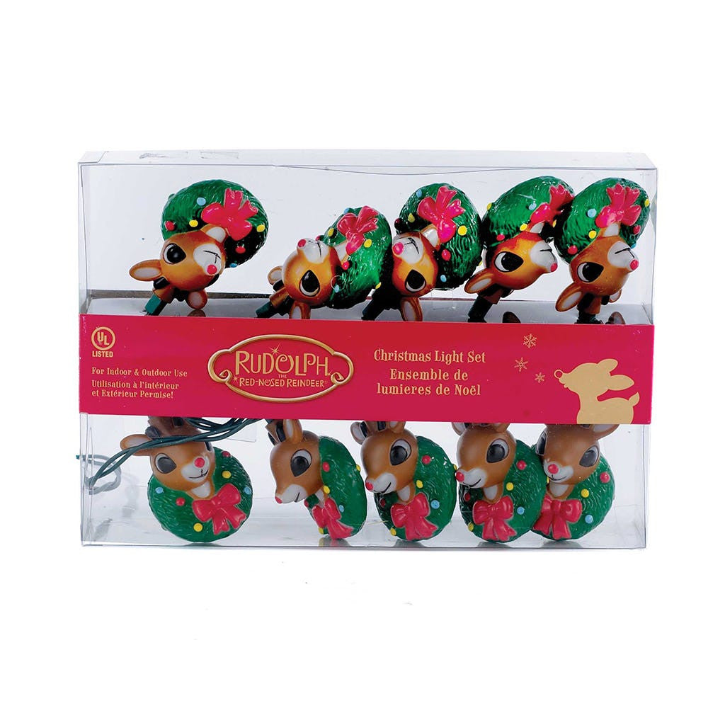 9' UL 10L Rudolph The Red Nose Reindeer® Wreath Light Set