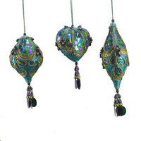 Peacock Heart, Onion and Finial Shaped Ornaments