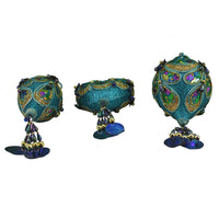 Peacock Heart, Onion and Finial Shaped Ornaments