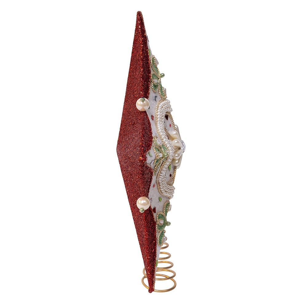 13.5" Red, Green & White Mistletoe Star Treetop