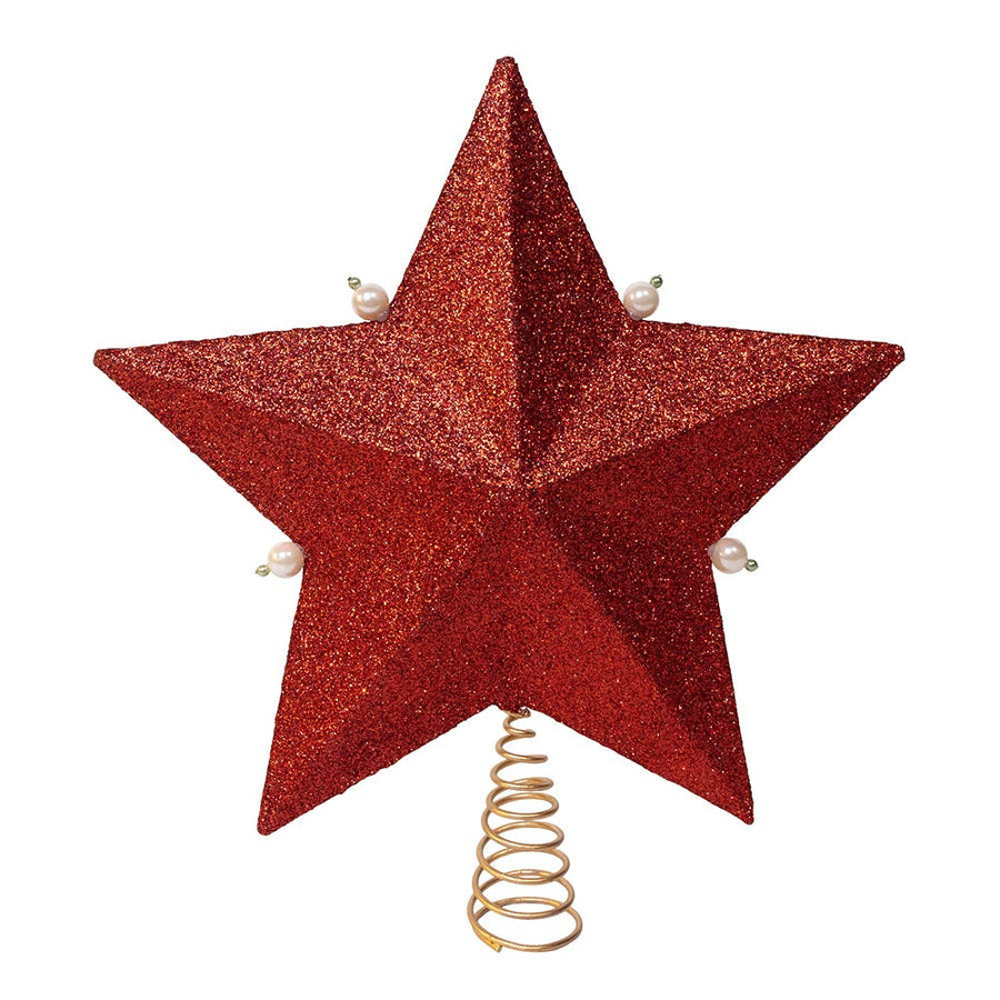 13.5" Red, Green & White Mistletoe Star Treetop