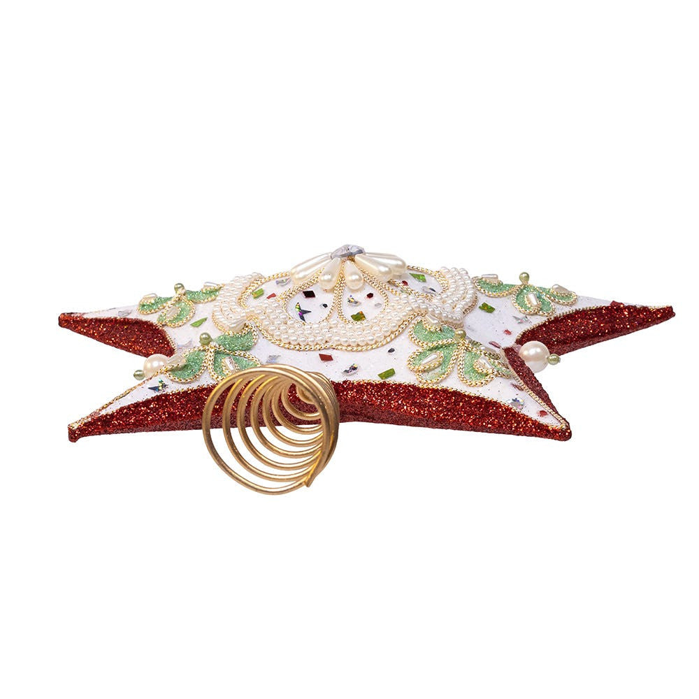 13.5" Red, Green & White Mistletoe Star Treetop