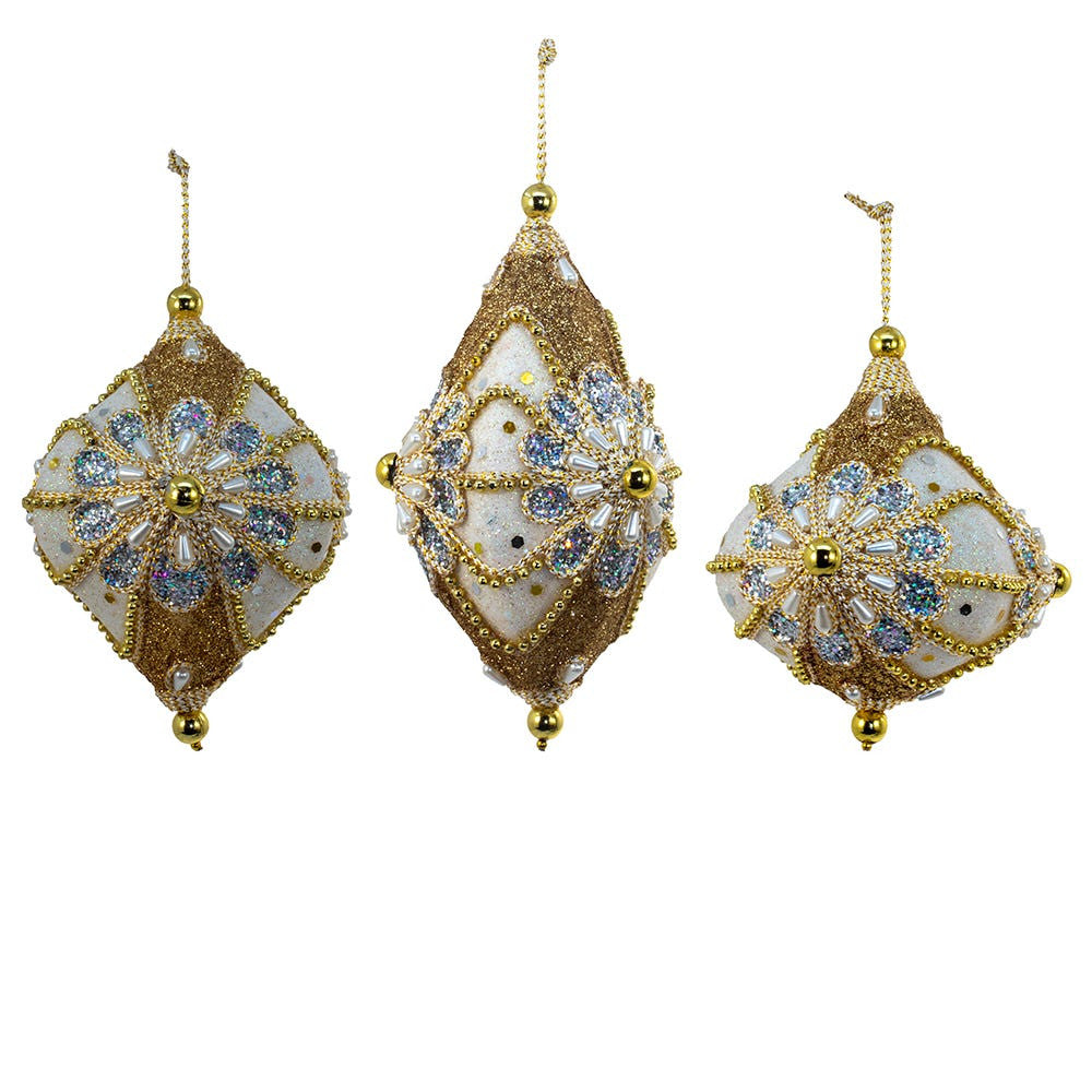 White, Gold & Silver Onion, Drop & Finial Ornaments