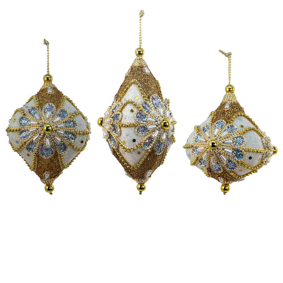 White, Gold & Silver Onion, Drop & Finial Ornaments