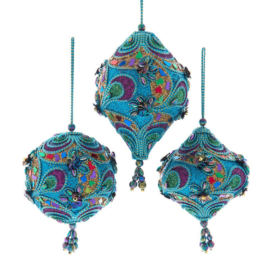 Peacock Finial & Ball Ornaments