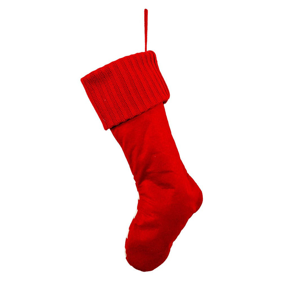 Red & White Knitted Deer Stocking
