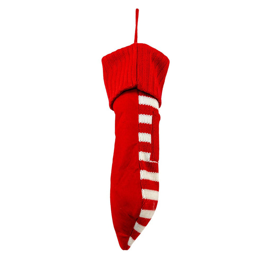 Red & White Knitted Deer Stocking