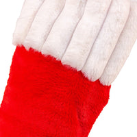 Red Faux Fur With Striped White Cuff Stocking