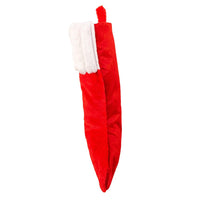 Red Faux Fur With Striped White Cuff Stocking
