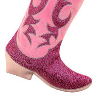 Pink Velvet & Metallic Cowboy Boot Stocking