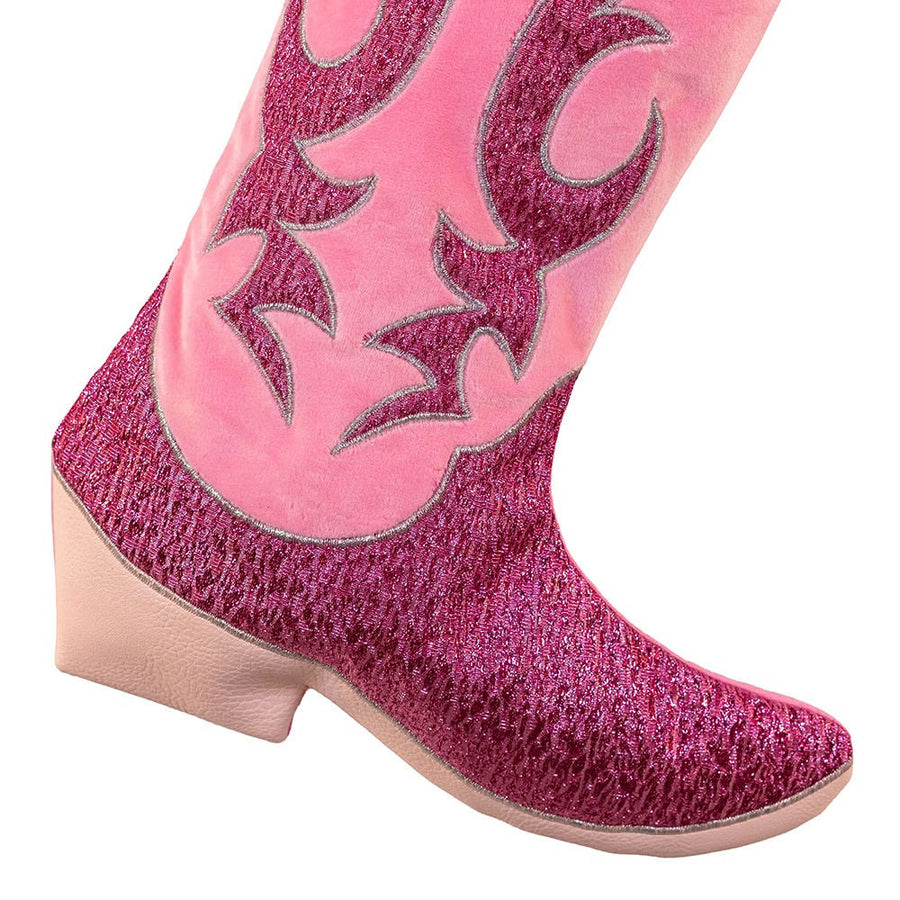 Pink Velvet & Metallic Cowboy Boot Stocking