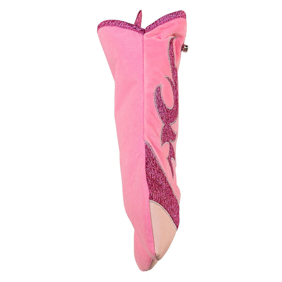 Pink Velvet & Metallic Cowboy Boot Stocking