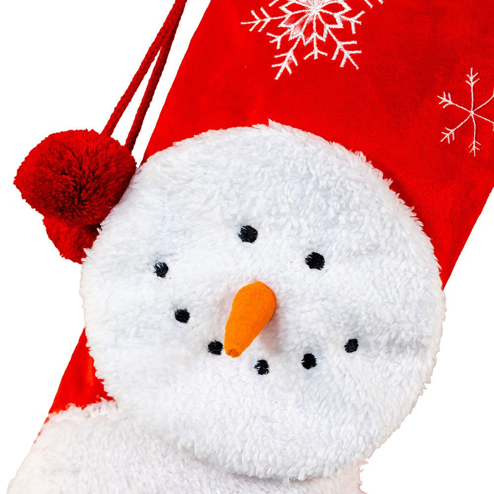 Plush Red & White Snowman Stocking