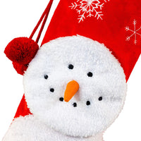 Plush Red & White Snowman Stocking