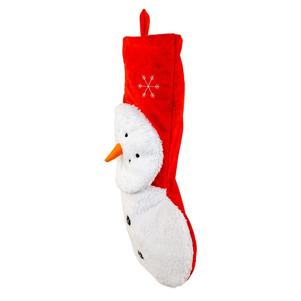 Plush Red & White Snowman Stocking