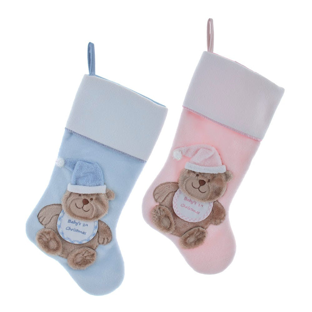Baby's 1st Faux Fur Bear With Fleece Cuff Stockings