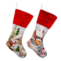 Penguin & Santa Velvet Stockings