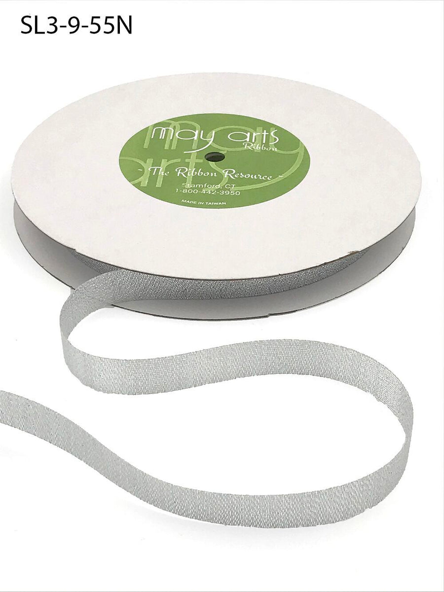 5/8 Inch Woven Metallic Silver Ribbon – SL3-9-55N – WOVEN