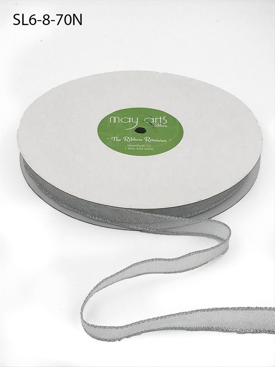 5/8 Inch Metallic Silver Wired Ribbon – SL6-8-70N – WOVEN/WIRED