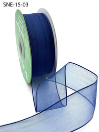 1.5 Inch Soft Sheer Ribbon with Thin Solid Edge – SNE-15-03 NAVY