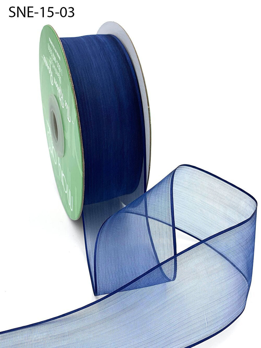 1.5 Inch Soft Sheer Ribbon with Thin Solid Edge – SNE-15-03 NAVY