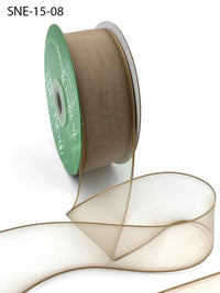 1.5 Inch Soft Sheer Ribbon with Thin Solid Edge – SNE-15-08 TAUPE
