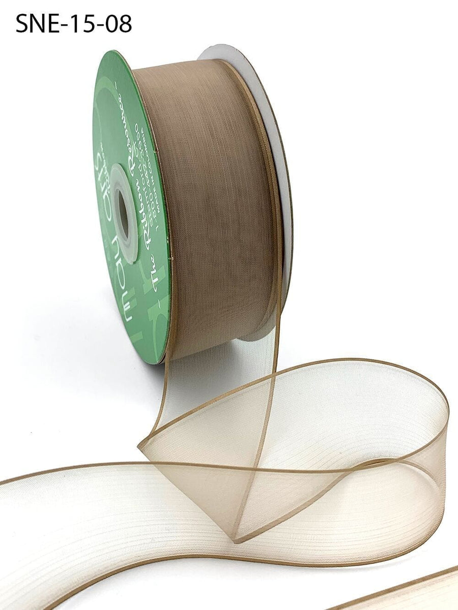1.5 Inch Soft Sheer Ribbon with Thin Solid Edge – SNE-15-08 TAUPE