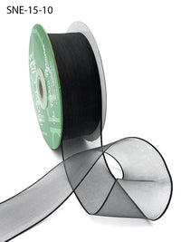 1.5 Inch Soft Sheer Ribbon with Thin Solid Edge – SNE-15-10 BLACK