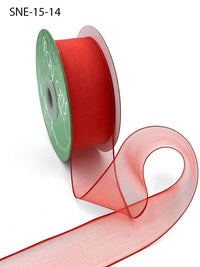 1.5 Inch Soft Sheer Ribbon with Thin Solid Edge – SNE-15-14 RED