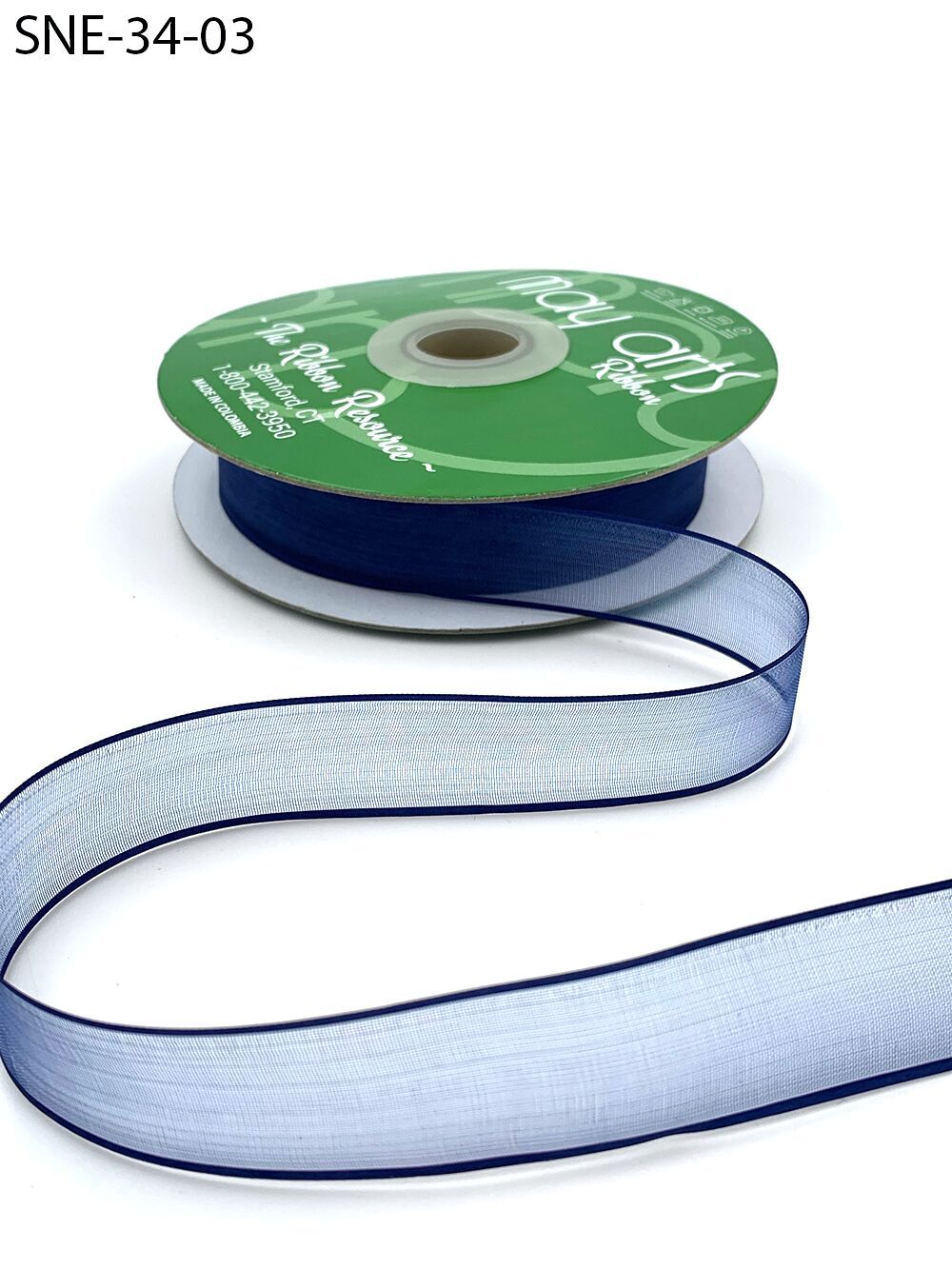 ~3/4 Inch Soft Sheer Ribbon with Thin Solid Edge – SNE-34-03 NAVY