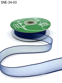 ~3/4 Inch Soft Sheer Ribbon with Thin Solid Edge – SNE-34-03 NAVY