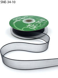 ~3/4 Inch Soft Sheer Ribbon with Thin Solid Edge – SNE-34-10 BLACK