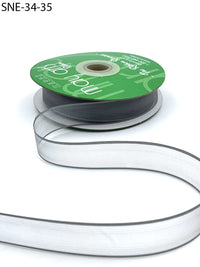 ~3/4 Inch Soft Sheer Ribbon with Thin Solid Edge – SNE-34-35 STORMY GREY