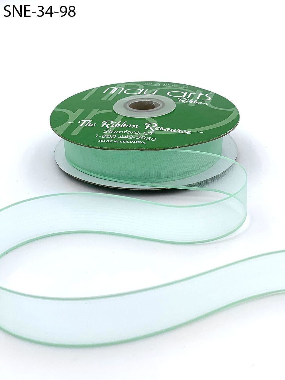 ~3/4 Inch Soft Sheer Ribbon with Thin Solid Edge – SNE-34-98 MINT