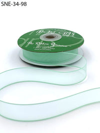 ~3/4 Inch Soft Sheer Ribbon with Thin Solid Edge – SNE-34-98 MINT