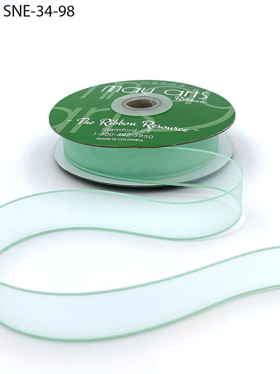 ~3/4 Inch Soft Sheer Ribbon with Thin Solid Edge – SNE-34-98 MINT