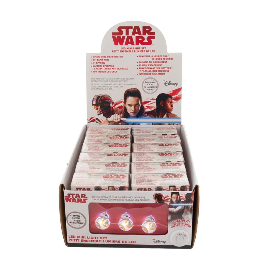 9' Battery Operated 20L Star Wars™ BB-8 Fairy LED Light Set In PDQ